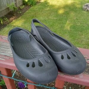 Crocs‎ Taylor Ballet Flat Black Slip On Shoes Comfort  Slingback Womens Sz 7